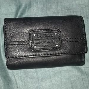 Black Leather Fossil Long Live Vintage Wallet